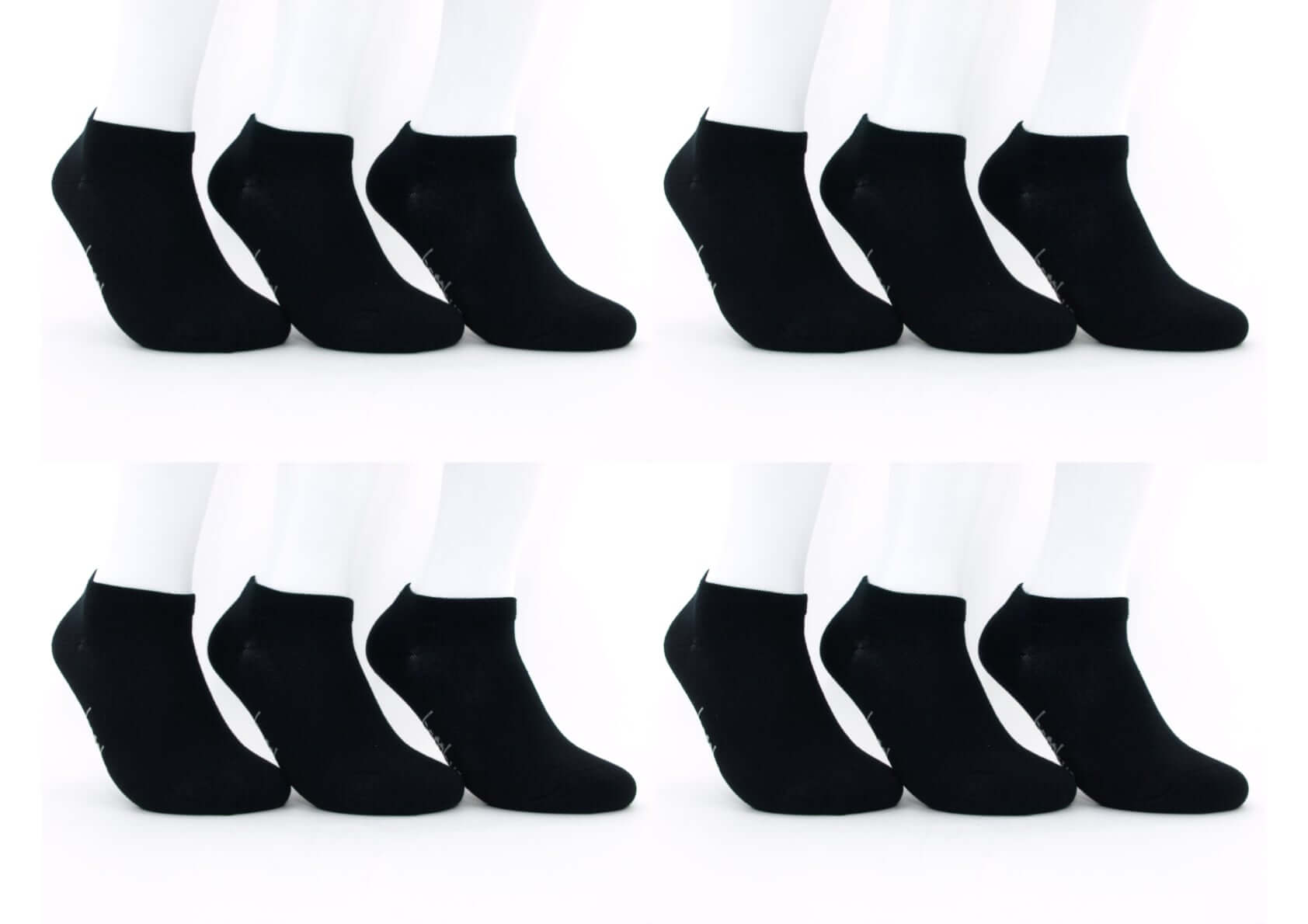 Bild: 12 Paar Bambus Socken Sneaker schwarz im Sparpack