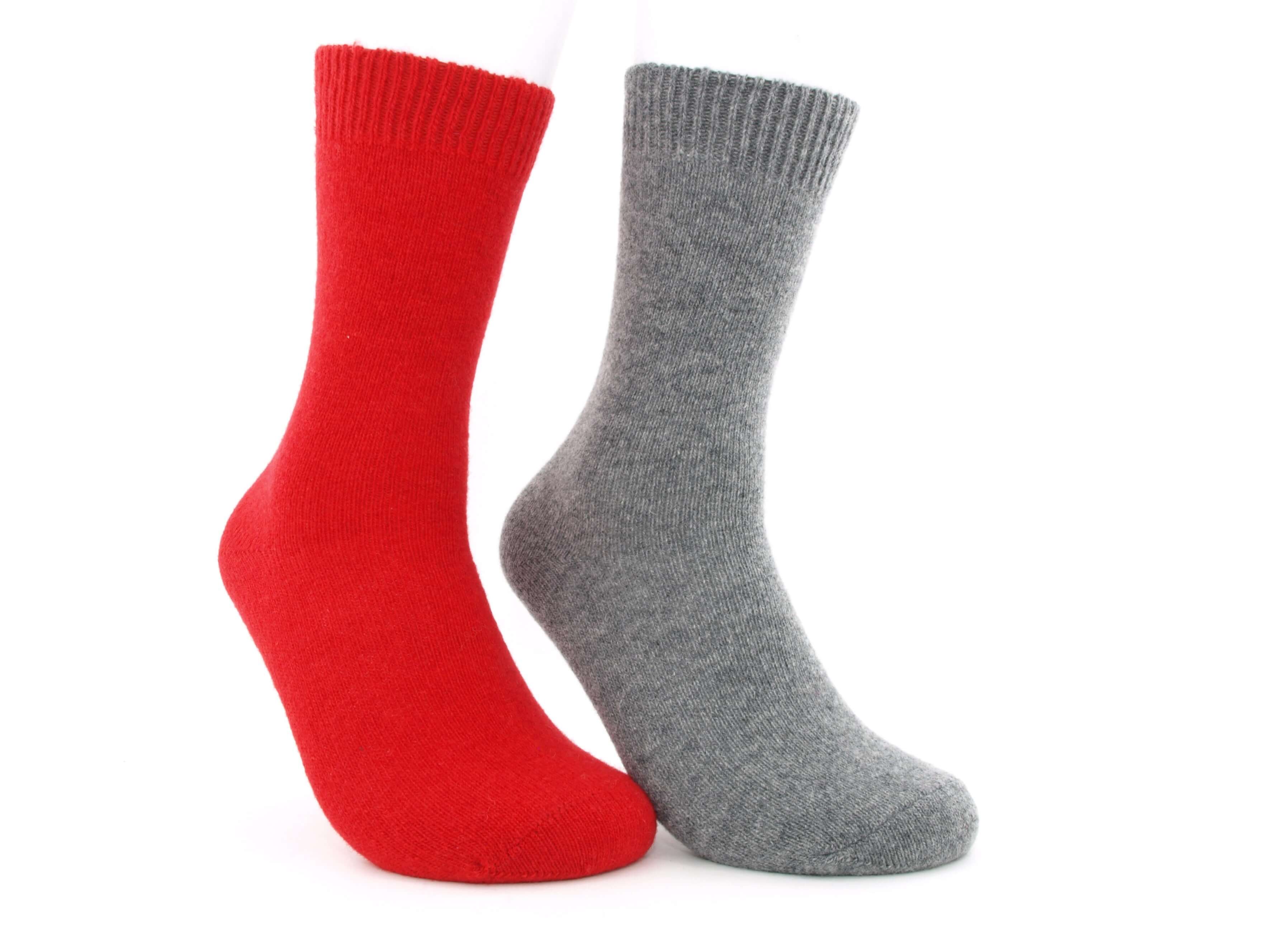 Bild: Lammwolle Socken rot 1