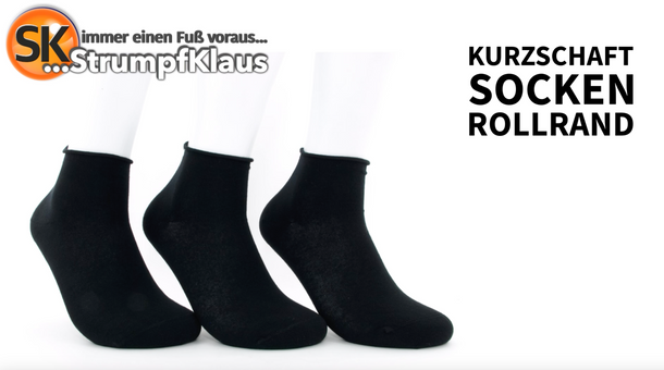 Video: Kurzschaftsocken Rollrand schwarz