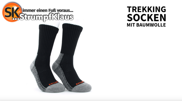 Video: Wandersocken Baumwolle schwarz