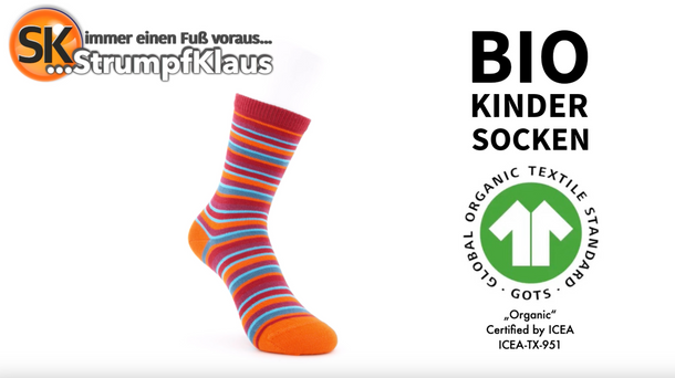 Video: Bio Kindersocken Ringel orange