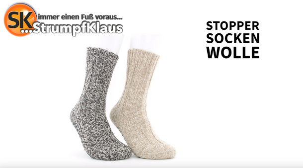 Video: Wollsocken antirutsch braun